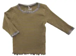 Name it gul/brun stribet rib T-shirt str. 62
