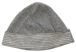 Gråstribet vendbar baby hue str. 43 cm