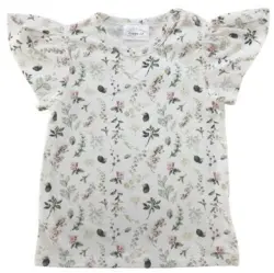 Drappa dot hvid blomstret T-shirt str. 68/74