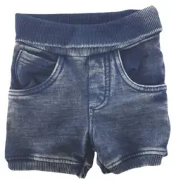 Fixoni blå elastiske denim-look shorts str. 62