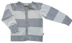 Pomp de lux gråstribet finstrikket cardigan str. 86