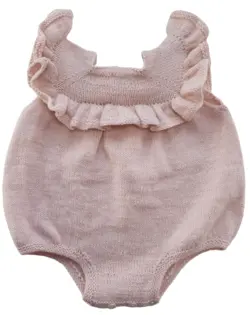 Hjemmestrikket rosa uld body str. 68-74
