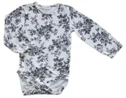 Newbie hvid blomstret langærmet body str. 80