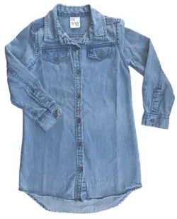 VRS lyseblå langærmet denim kjole str. 110
