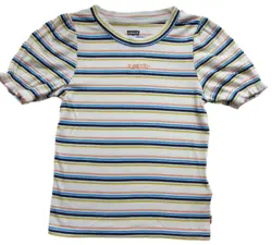 Levis råhvid kortærmet stribet rib bluse str. 10 år