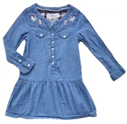 H&M blå tynd langærmet denimkjole str. 98