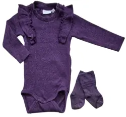 Name it lilla langærmet strikket body str. 68