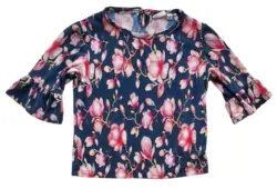 Name it mørkeblå blomstret tynd bluse str. 86