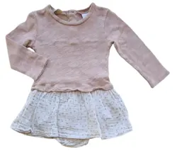 Zara mini rosa og hvid langærmet body-kjole str. 74
