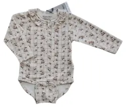 Ny Minymo beige ternet langærmet body