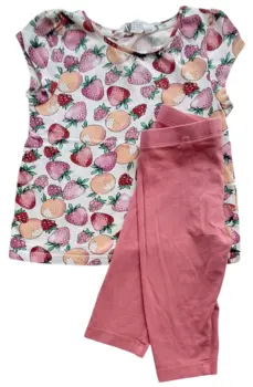 H&M råhvid top og Lupilu orange leggings str. 98-104