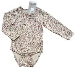 Nye Minymo beige blomstret langærmet body str. 68
