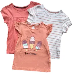 Lupilu tre orange og hvide T-shirts str. 98-104