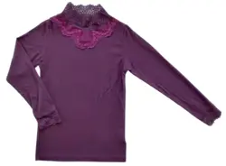 VRS rødlilla langærmet rib bluse str. 98-104