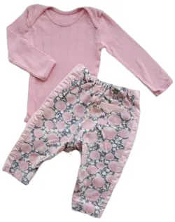 Wheat rosa og grå bukser og NoaNoa rosa body str. 68