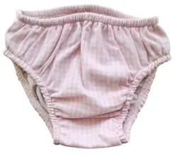 Diaperaps rosa og hvidternede blebadebukser str. 12 mdr