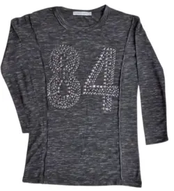 Ny Frankie & Liberty mørkegrå meleret bluse str. 10