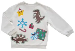 H&M råhvid langærmet jule sweatshirt str. 98-104