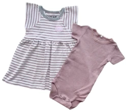 Papfars stribet kjole og Name it rosa body str. 68