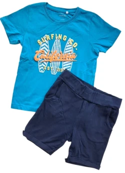 Name it mørkeblå shorts og turkisblå T-shirt str. 104