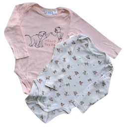 Disney rosa langærmet body og H&M body str. 86
