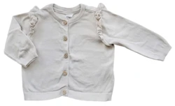 H&M råhvid finstrikket cardigan str. 68