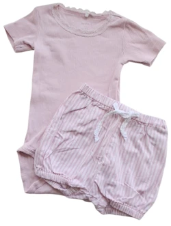 Name it rosa kortærmet body og stribede shorts str. 62