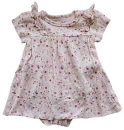 Minymo rosa småblomstret rib body-kjole str. 62