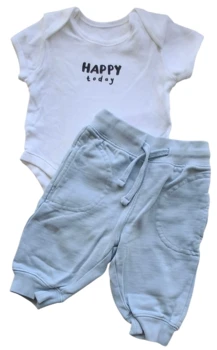 H&M lyseblå sweatpants og hvid body str. 62