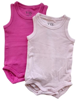 VRS to ærmeløse pink og rosa bodys