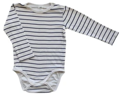 H&M råhvid stribet langærmet body str. 86