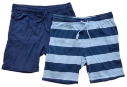 H&M to par bløde stribede og mørkeblå shorts str. 116