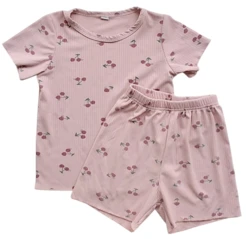 Rosa T-shirt og shorts sommersæt str. 2-3 år
