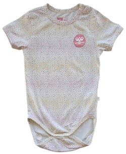 Hummel lys beige mønstret kortærmet body str. 98