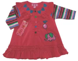 Ny Me Too pink-rød babykjole str. 62 & 74