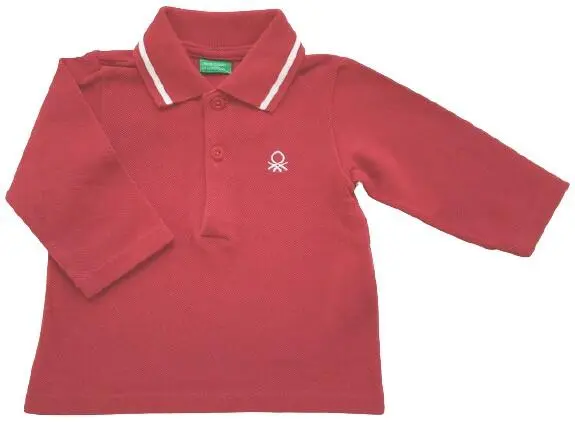 Benetton rød langærmet polo bluse str. 62