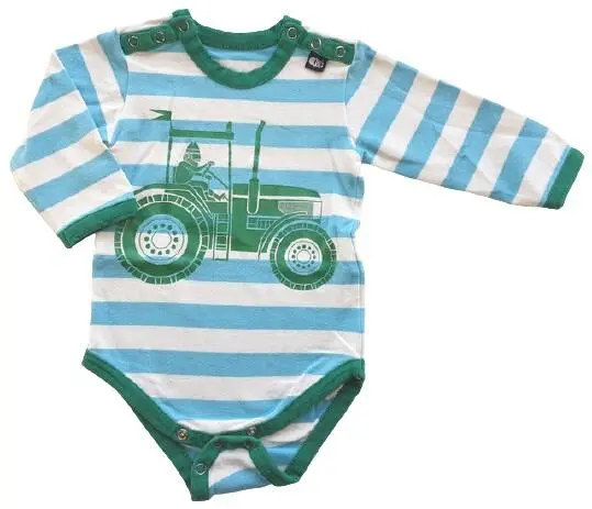Danefæ blå/hvid stribet body str. 6 months