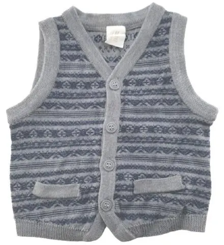H&M grå mønstret uld vest str. 62