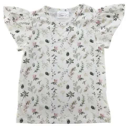 Drappa dot hvid blomstret T-shirt str. 68/74