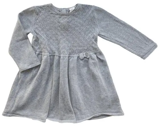 H&M lysegrå finstrikket kjole str. 86