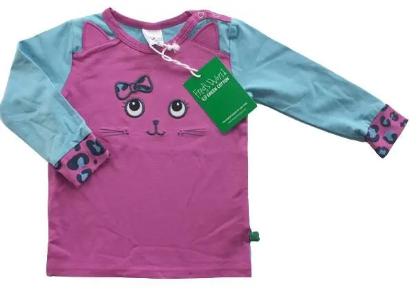Ny Fred'd world langærmet lyseblå/lilla T-shirt str. 74