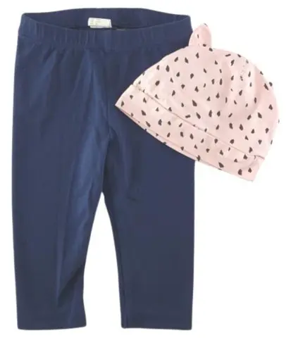 H&M mørkeblå leggings m. hue str. 68