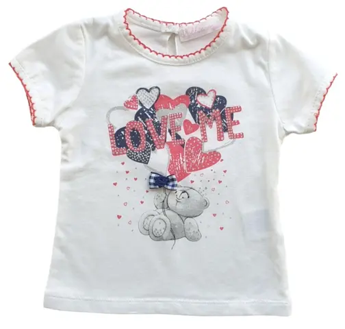 Lollytop hvid kortærmet T-shirt str 6-9 mdr