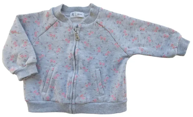 R mini lysegrå blomstret sweatshirt str. 68