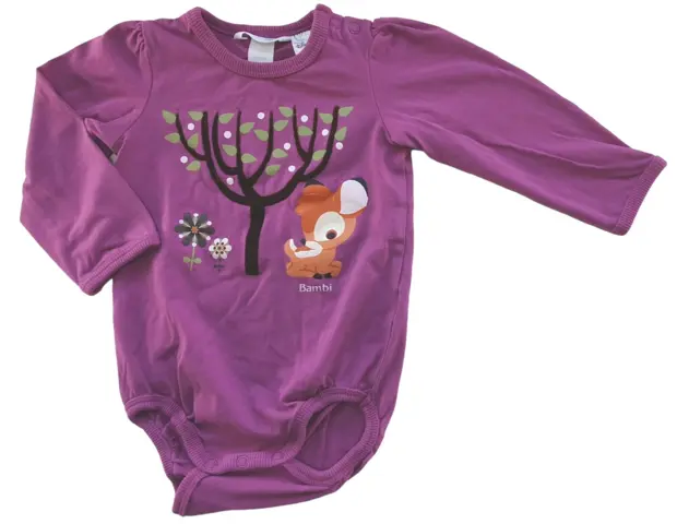 H&M Disney rødlilla langærmet body str. 80