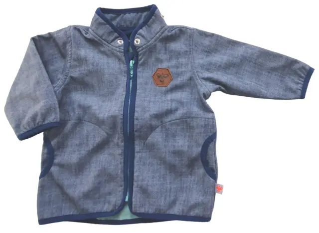 Hummel blå denim-look softshell jakke str. 68