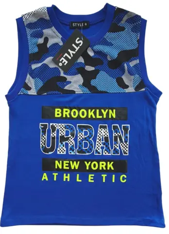 Ny Style blå ærmeløs T-shirt str. 14 år