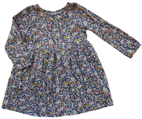 H&M mørkeblå småblomstret kjole str. 86