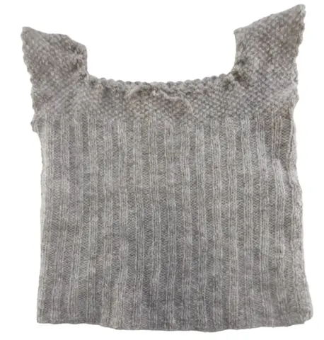 Hjemmestrikket beige uld vest str. 104-110