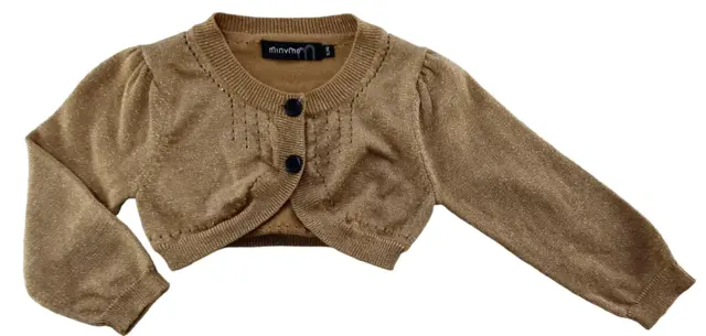 Minymo karamelfarvet finstrikket bolero str. 74